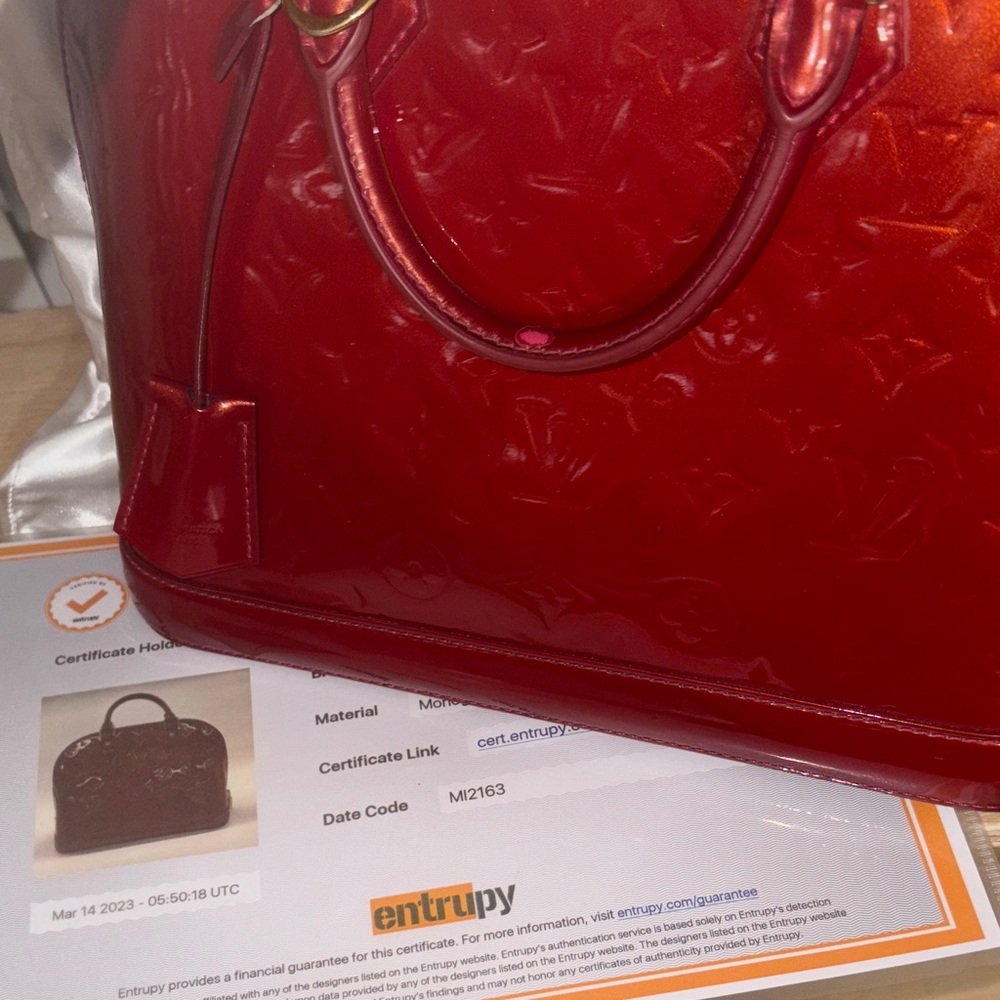 Louis Vuitton Red Patent Vernis Alma Satchel - Picture 12 of 14